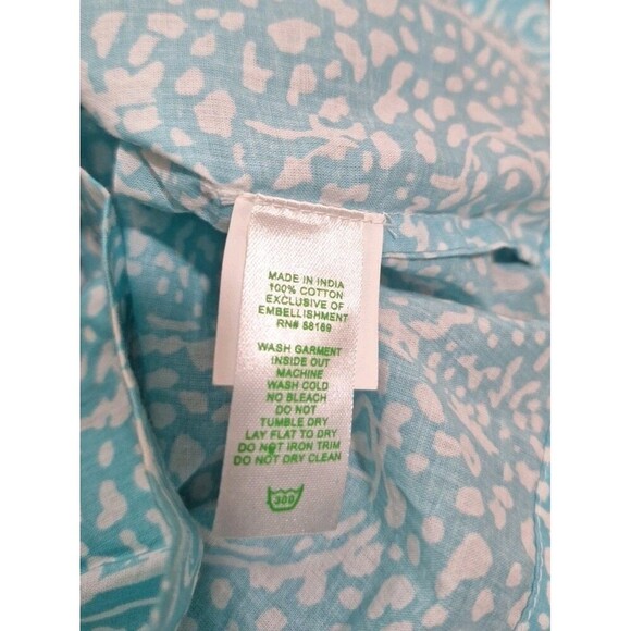 Women's Lilly Pulitzer Sarasota Tunic Aqua White Beaded Size XS - Picture 7 of 7